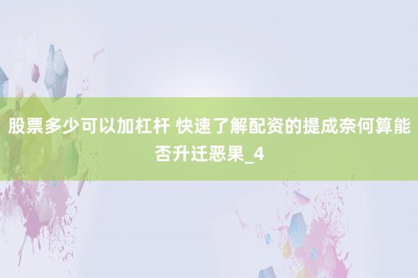 股票多少可以加杠杆 快速了解配资的提成奈何算能否升迁恶果_4
