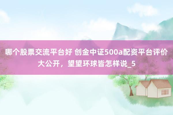 哪个股票交流平台好 创金中证500a配资平台评价大公开，望望环球皆怎样说_5