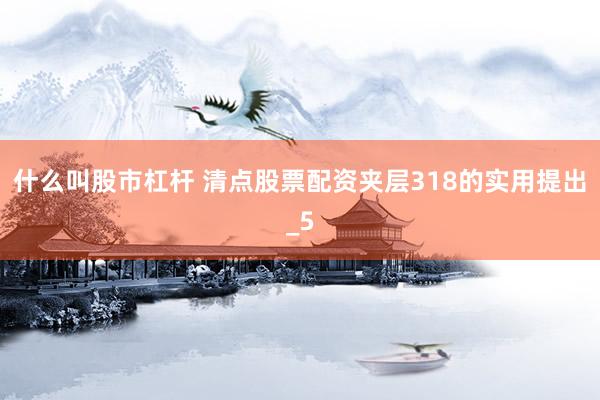 什么叫股市杠杆 清点股票配资夹层318的实用提出_5