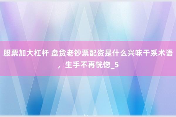 股票加大杠杆 盘货老钞票配资是什么兴味干系术语，生手不再恍惚_5