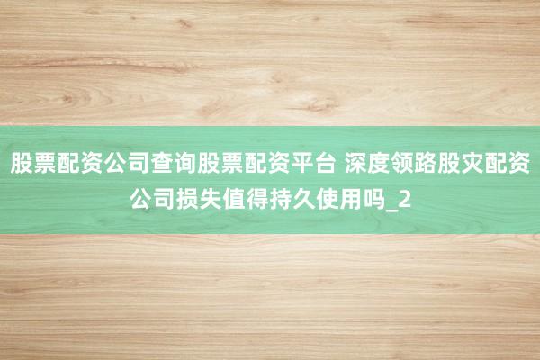 股票配资公司查询股票配资平台 深度领路股灾配资公司损失值得持久使用吗_2