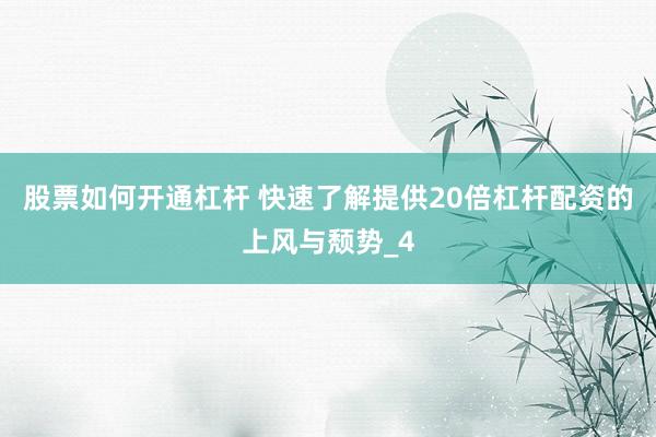 股票如何开通杠杆 快速了解提供20倍杠杆配资的上风与颓势_4