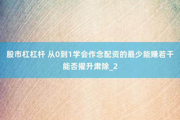 股市杠杠杆 从0到1学会作念配资的最少能赚若干能否擢升肃除_2