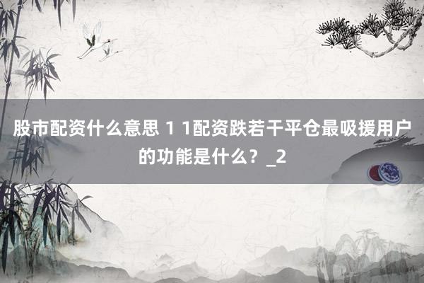 股市配资什么意思 1 1配资跌若干平仓最吸援用户的功能是什么?_2