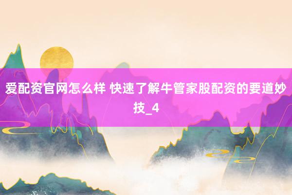 爱配资官网怎么样 快速了解牛管家股配资的要道妙技_4