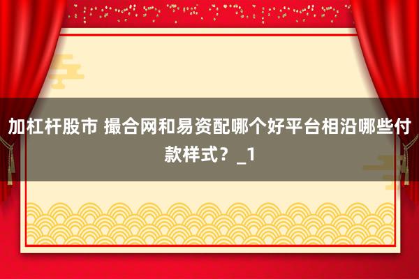 加杠杆股市 撮合网和易资配哪个好平台相沿哪些付款样式？_1