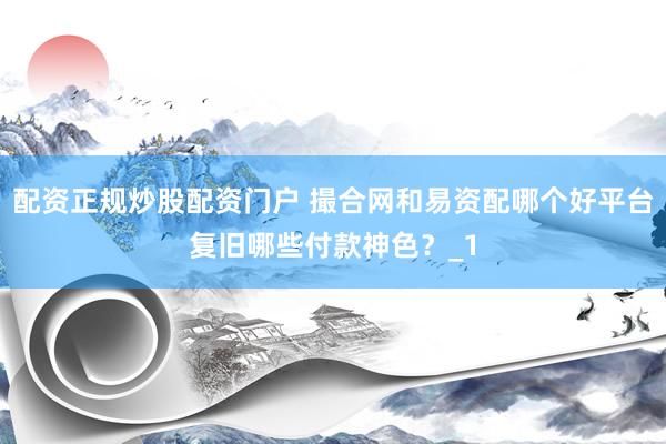 配资正规炒股配资门户 撮合网和易资配哪个好平台复旧哪些付款神色？_1