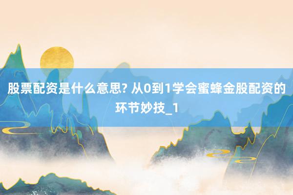 股票配资是什么意思? 从0到1学会蜜蜂金股配资的环节妙技_1