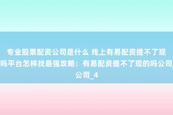 专业股票配资公司是什么 线上有易配资提不了现的吗平台怎样找最强攻略:有易配资提不了现的吗公司_4