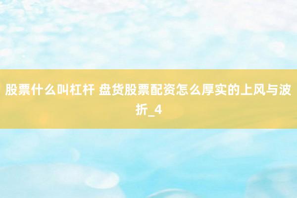 股票什么叫杠杆 盘货股票配资怎么厚实的上风与波折_4