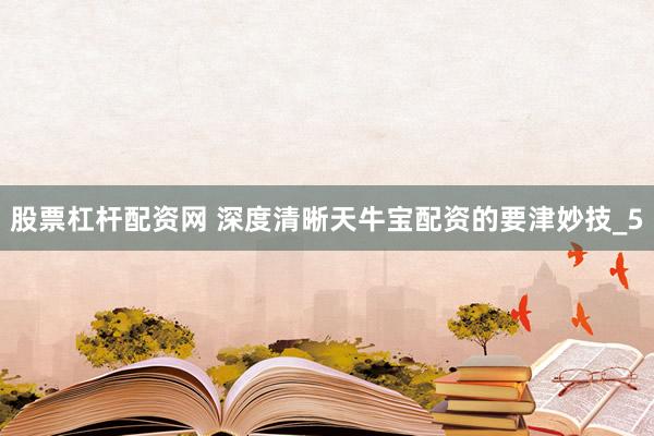 股票杠杆配资网 深度清晰天牛宝配资的要津妙技_5