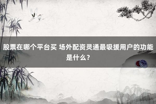 股票在哪个平台买 场外配资灵通最吸援用户的功能是什么？