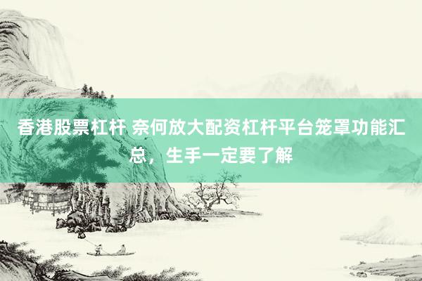香港股票杠杆 奈何放大配资杠杆平台笼罩功能汇总，生手一定要了解