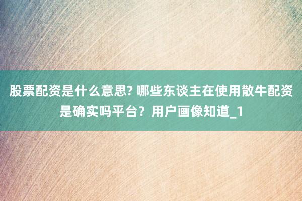 股票配资是什么意思? 哪些东谈主在使用散牛配资是确实吗平台？用户画像知道_1