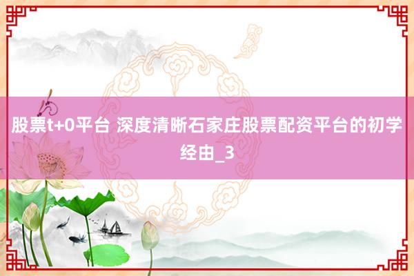 股票t+0平台 深度清晰石家庄股票配资平台的初学经由_3