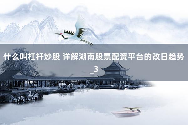 什么叫杠杆炒股 详解湖南股票配资平台的改日趋势_3