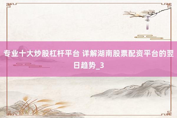 专业十大炒股杠杆平台 详解湖南股票配资平台的翌日趋势_3