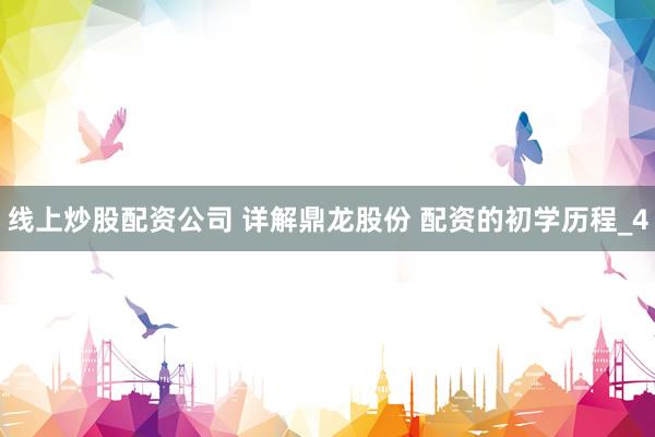线上炒股配资公司 详解鼎龙股份 配资的初学历程_4