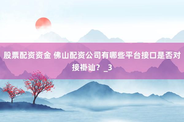 股票配资资金 佛山配资公司有哪些平台接口是否对接褂讪？_3