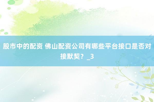 股市中的配资 佛山配资公司有哪些平台接口是否对接默契？_3