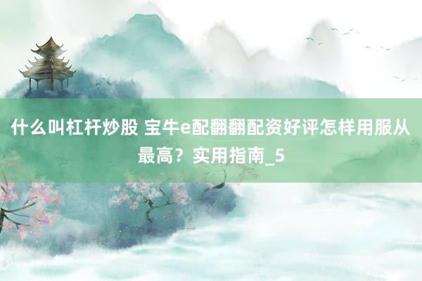 什么叫杠杆炒股 宝牛e配翻翻配资好评怎样用服从最高？实用指南_5