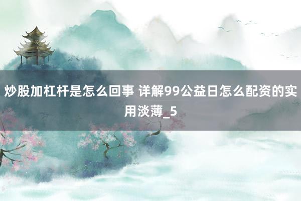 炒股加杠杆是怎么回事 详解99公益日怎么配资的实用淡薄_5