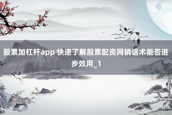 股票加杠杆app 快速了解股票配资网销话术能否进步效用_1