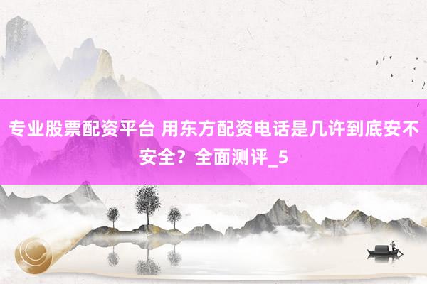专业股票配资平台 用东方配资电话是几许到底安不安全？全面测评_5