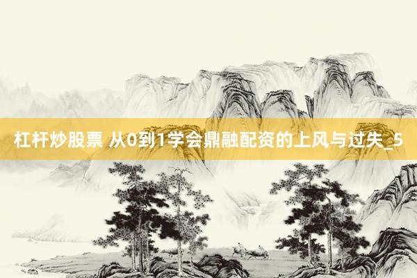杠杆炒股票 从0到1学会鼎融配资的上风与过失_5