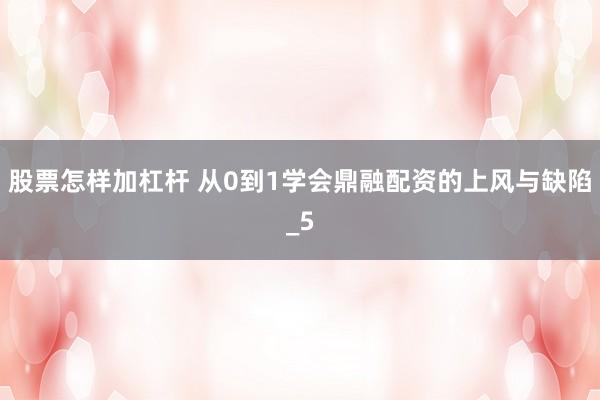 股票怎样加杠杆 从0到1学会鼎融配资的上风与缺陷_5