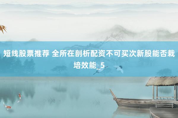 短线股票推荐 全所在剖析配资不可买次新股能否栽培效能_5