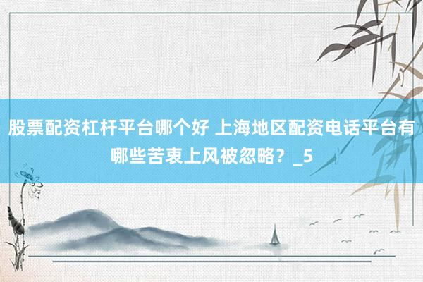 股票配资杠杆平台哪个好 上海地区配资电话平台有哪些苦衷上风被忽略？_5