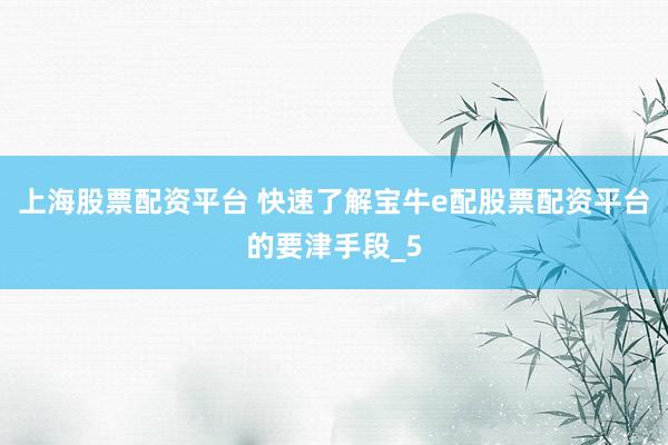上海股票配资平台 快速了解宝牛e配股票配资平台的要津手段_5