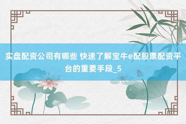实盘配资公司有哪些 快速了解宝牛e配股票配资平台的重要手段_5