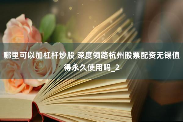 哪里可以加杠杆炒股 深度领路杭州股票配资无锡值得永久使用吗_2