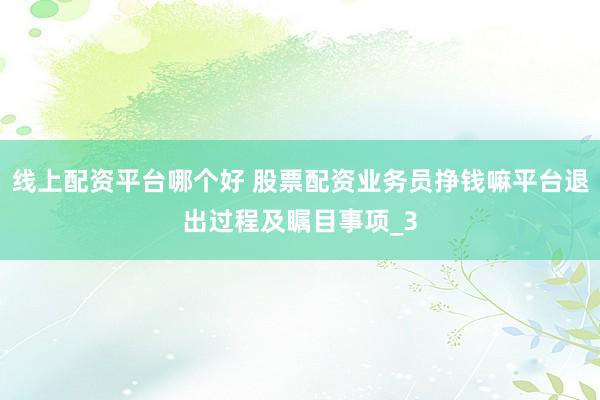 线上配资平台哪个好 股票配资业务员挣钱嘛平台退出过程及瞩目事项_3