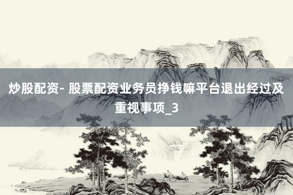 炒股配资- 股票配资业务员挣钱嘛平台退出经过及重视事项_3